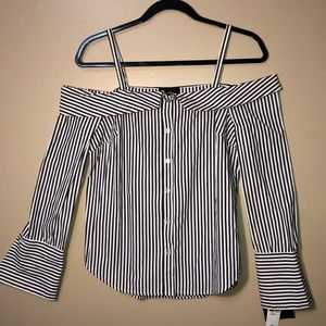 By & by shoulder striped shirt